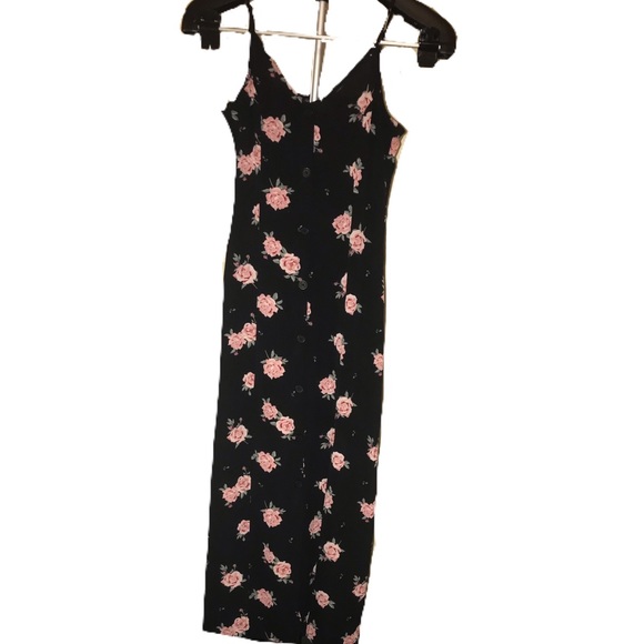 Divided Black Floral Dress - Picture 1 of 5